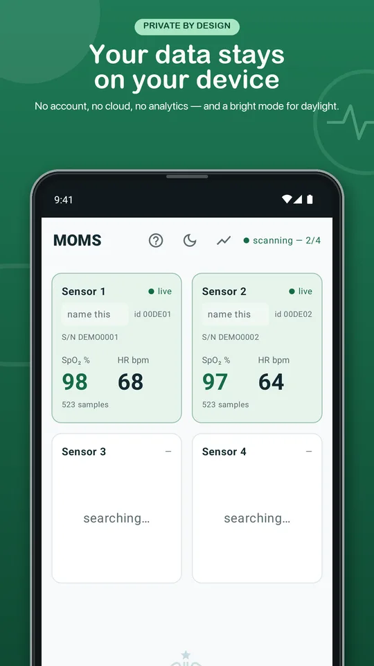 MOMS store preview showing the bright theme dashboard